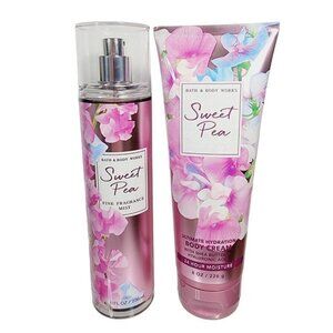 SWEET PEA Bath & Body Works Fine Fragrance Mist Spray Body Cream Set New